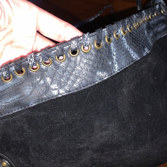 Victoria's Secret Suede Snakeskin Stud  Hobo Bag - Picture 6 of 8